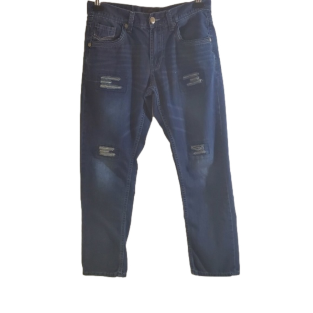 MONTERO Men's 30 x 30 Distress Ripped Denim Jeans